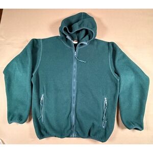 Vintage 1980's REI Quality Outdoor Gear Green Fleece Zip Up Hoodie Jacket Womens
